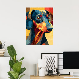 Kleurrijke Abstracte Dachshund Geometrische Poster