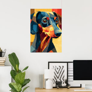 Kleurrijke Abstracte Dachshund Geometrische Poster