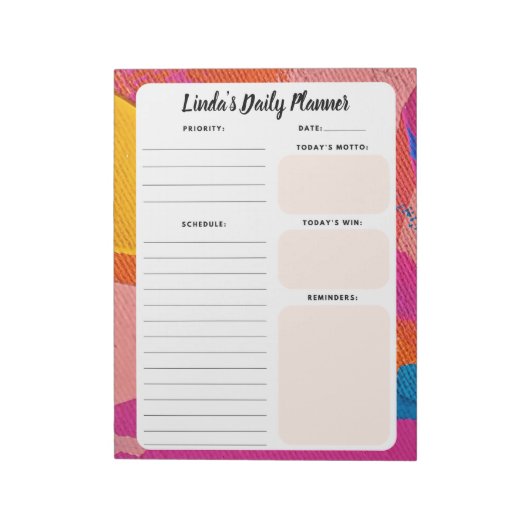 Kleurrijke Abstracte Dagelijkse Takenlijst Notitie Notitieblok (Linkerzijde)