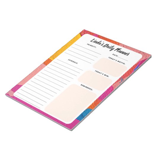Kleurrijke Abstracte Dagelijkse Takenlijst Notitie Notitieblok (Schuin)