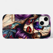 Kleurrijke Abstracte  Dame met Paarse Haar Case-Mate iPhone Case (Achterkant (horizontaal))