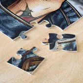 Kleurrijke Abstracte Dame met Paarse Haar Legpuzzel (Zijkant)