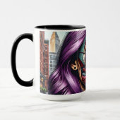 Kleurrijke Abstracte  Dame met Paarse Haar Mok (Links)
