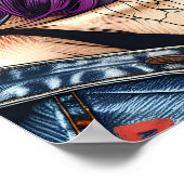 Kleurrijke Abstracte  Dame met Paarse Haar Poster (Hoek)