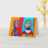 KLEURRIJKE ABSTRACTE DAMES BLANCO KAART (Gele Bloem)