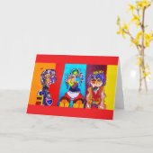 KLEURRIJKE ABSTRACTE DAMES BLANCO KAART (Gele Bloem)