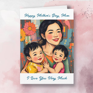Kleurrijke Abstracte dank je mam   Moederdag Kaart