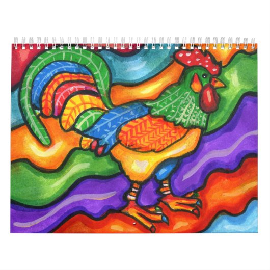 Kleurrijke Abstracte Dieren Whimsical Art Kalender (Hoes)
