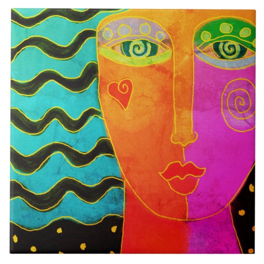 Kleurrijke Abstracte Digitale het Schilderen Ceram Tegeltje (Voorkant)