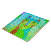 Kleurrijke Abstracte digitale kat schilderen Tegeltje (Zijkant)