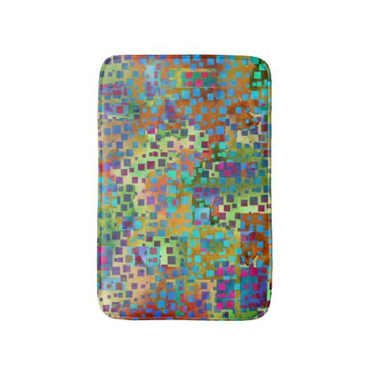 Kleurrijke Abstracte Digitale Kunst met Vierkanten Badmat (Voorkant Verticaal)