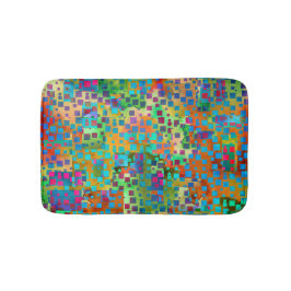Kleurrijke Abstracte Digitale Kunst met Vierkanten Badmat