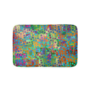 Kleurrijke Abstracte Digitale Kunst met Vierkanten Badmat