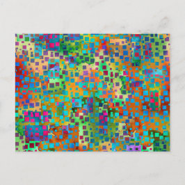 Kleurrijke Abstracte digitale kunst met vierkanten Briefkaart