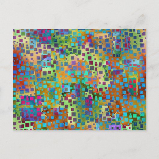 Kleurrijke Abstracte digitale kunst met vierkanten Briefkaart (Voorkant)
