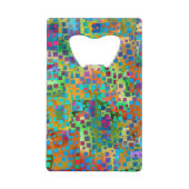 Kleurrijke Abstracte Digitale Kunst met Vierkanten Creditkaart Flessenopener (Voorkant)