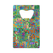 Kleurrijke Abstracte Digitale Kunst met Vierkanten Creditkaart Flessenopener (Voorkant)