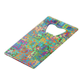 Kleurrijke Abstracte Digitale Kunst met Vierkanten Creditkaart Flessenopener