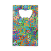 Kleurrijke Abstracte Digitale Kunst met Vierkanten Creditkaart Flessenopener (Achterkant)