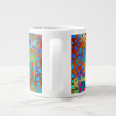 Kleurrijke Abstracte digitale kunst met vierkanten Grote Koffiekop (Achterkant)