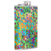 Kleurrijke Abstracte Digitale Kunst met Vierkanten Heupfles (Rechts)