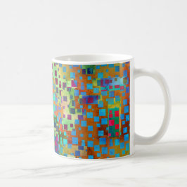 Kleurrijke Abstracte Digitale Kunst met Vierkanten Koffiemok