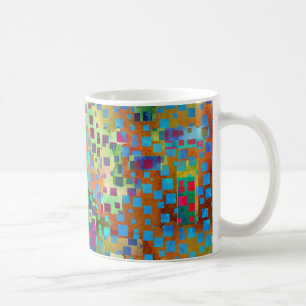 Kleurrijke Abstracte Digitale Kunst met Vierkanten Koffiemok