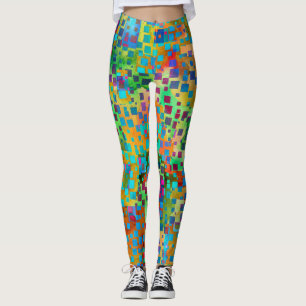 Kleurrijke Abstracte Digitale Kunst met Vierkanten Leggings