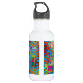Kleurrijke Abstracte Digitale Kunst met Vierkanten Waterfles (Achterkant)
