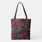 Kleurrijke Abstracte Digitale Kunst Monogram Tote Bag (Achterkant)