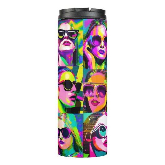 Kleurrijke Abstracte digitale kunst | Vrouwen in Z Thermosbeker (Achterkant)