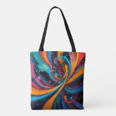 Kleurrijke Abstracte Digitale Schilderkunst Tote Bag (Achterkant)