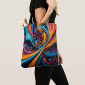 Kleurrijke Abstracte Digitale Schilderkunst Tote Bag (Dichtbij)