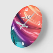 Kleurrijke Abstracte, DIY-naam in wit Ronde Klok (Hoek)