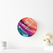 Kleurrijke Abstracte, DIY-naam in wit Ronde Klok (Huis)