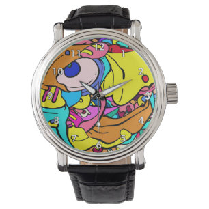 Kleurrijke Abstracte doodle Art Horloge