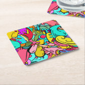 Kleurrijke Abstracte doodle Art Kartonnen Onderzetters (Schuin)