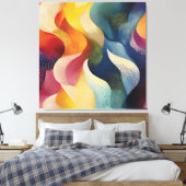 Kleurrijke Abstracte Draaiende Lint Canvas Afdruk (Insitu (Slaapkamer))