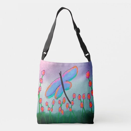 Kleurrijke Abstracte dragonfly-schildering Crossbody Tas (Achterkant)