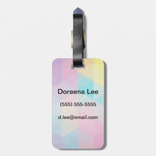 Kleurrijke abstracte driehoeken achtergrond bagagelabel (Achterkant verticaal)