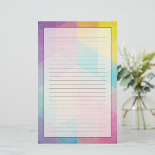 Kleurrijke abstracte driehoeken achtergrond briefpapier (Staand voorkant)