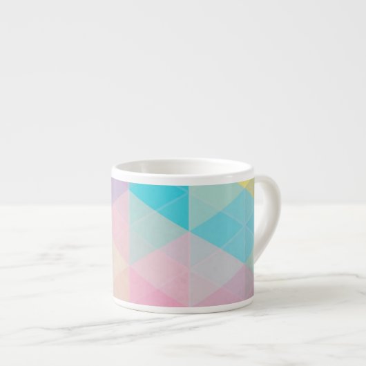 Kleurrijke abstracte driehoeken achtergrond espresso kop (Voorkant rechts)