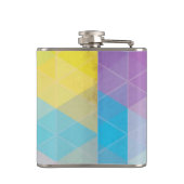 Kleurrijke abstracte driehoeken achtergrond heupfles (Achterkant)