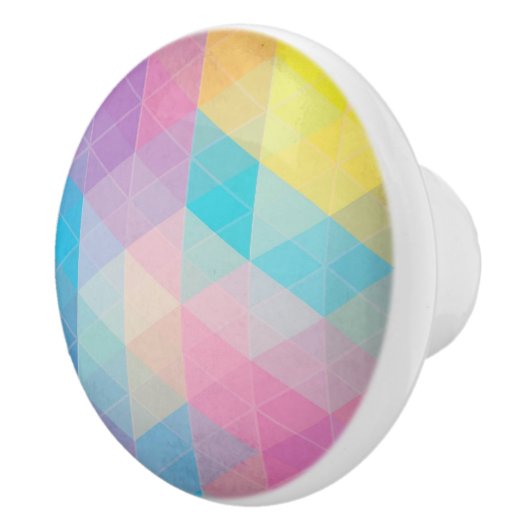 Kleurrijke abstracte driehoeken achtergrond keramische knop (Rechts)