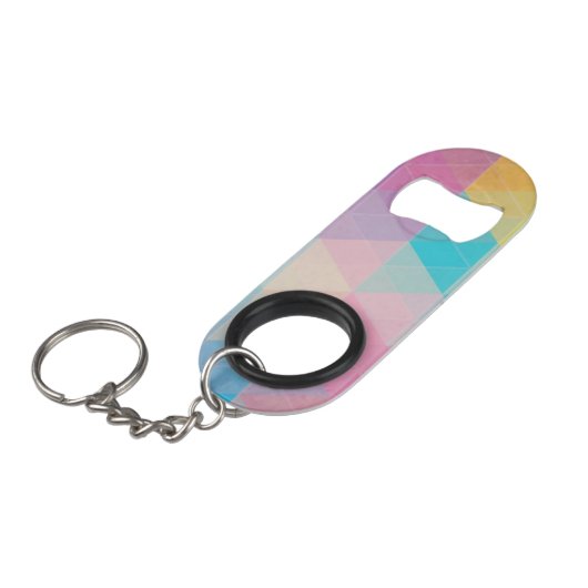 Kleurrijke abstracte driehoeken achtergrond mini flessenopener (Voorkant Gekanteld)