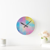 Kleurrijke abstracte driehoeken achtergrond ronde klok (Huis)