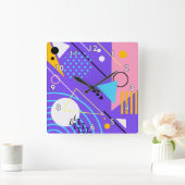 Kleurrijke Abstracte driehoeken, cirkels en lijnen Vierkante Klok (Huis)