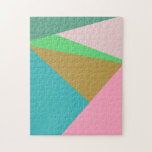 Kleurrijke Abstracte driehoeken voor kleurenblok v Legpuzzel<br><div class="desc">Dit moderne,  kleurrijke grafische ontwerp biedt leuke abstracte geometrische driehoeken in een helder lente- en zomerkleurenpalet van roze,  groen en blauw.</div>