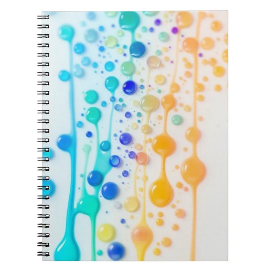 Kleurrijke Abstracte Droplet Art Notitieboek (Voorkant)