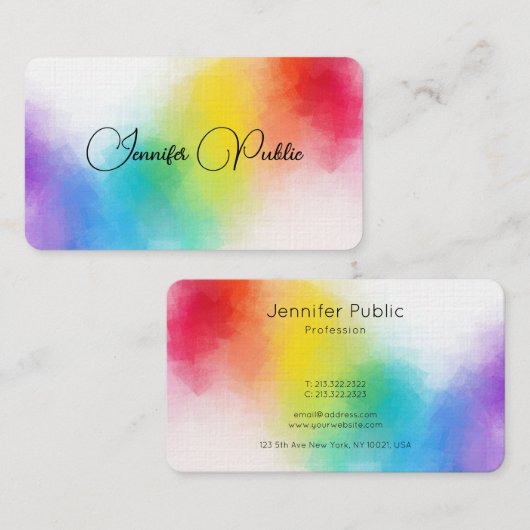 Kleurrijke Abstracte elegante Sjabloon Modern Line Visitekaartje (Voorkant / Achterkant)